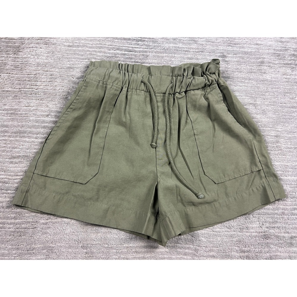 Forever 21 Shorts Womens Medium Olive Green Paperbag Waist Utility Drawstring